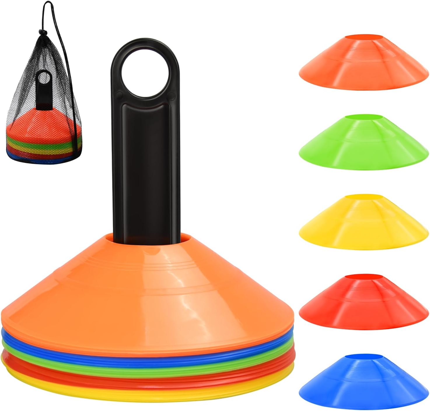 25/50/100pcs Disc Cones, Agility Soccer Cones with Carry Bag and Holder