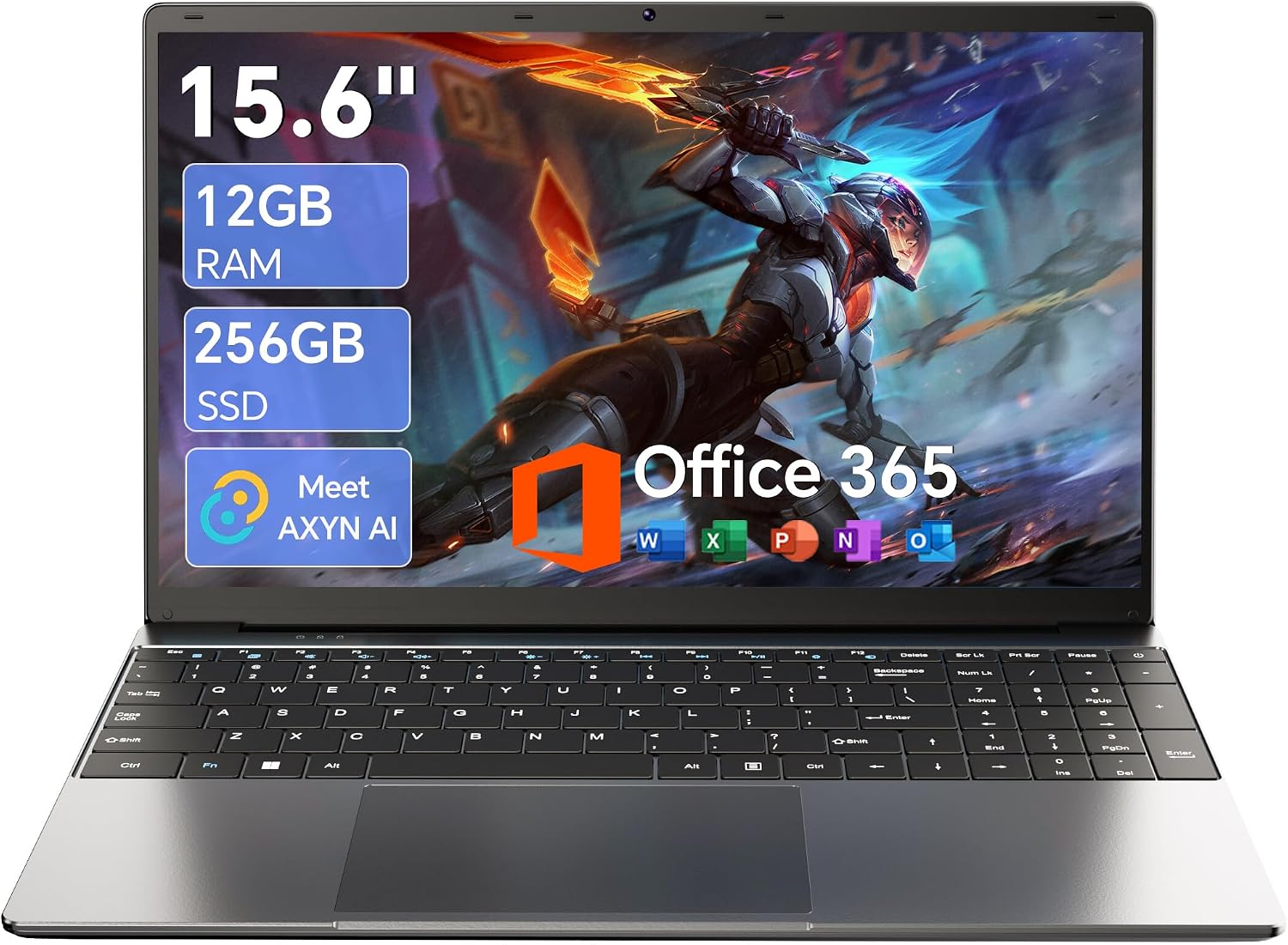 15.6'' AI Laptop with Office 365 12GB RAM 256GB SSD Win 11 Laptops