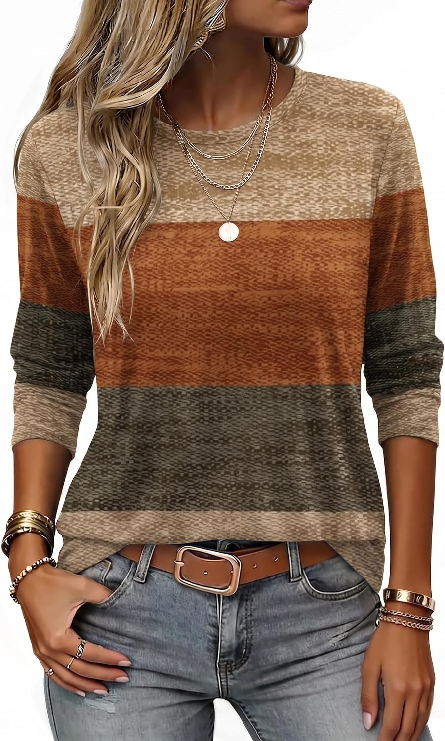 Zeagoo Women's Casual Shirts Long Sleeve Tops Crewneck Tshirts Fall Clothes