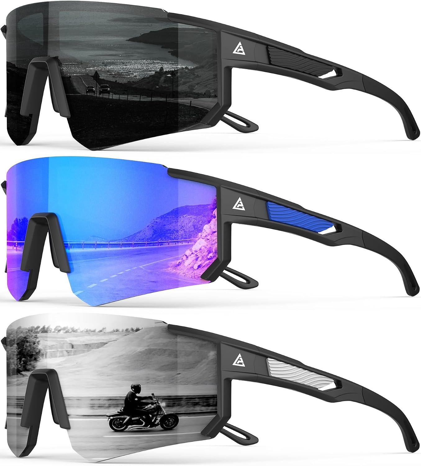 Polarized Sports Sunglasses for Men Women, UV400 Protection Mens Sunglasses Wrap Around Sun Glasses for Cycling Running