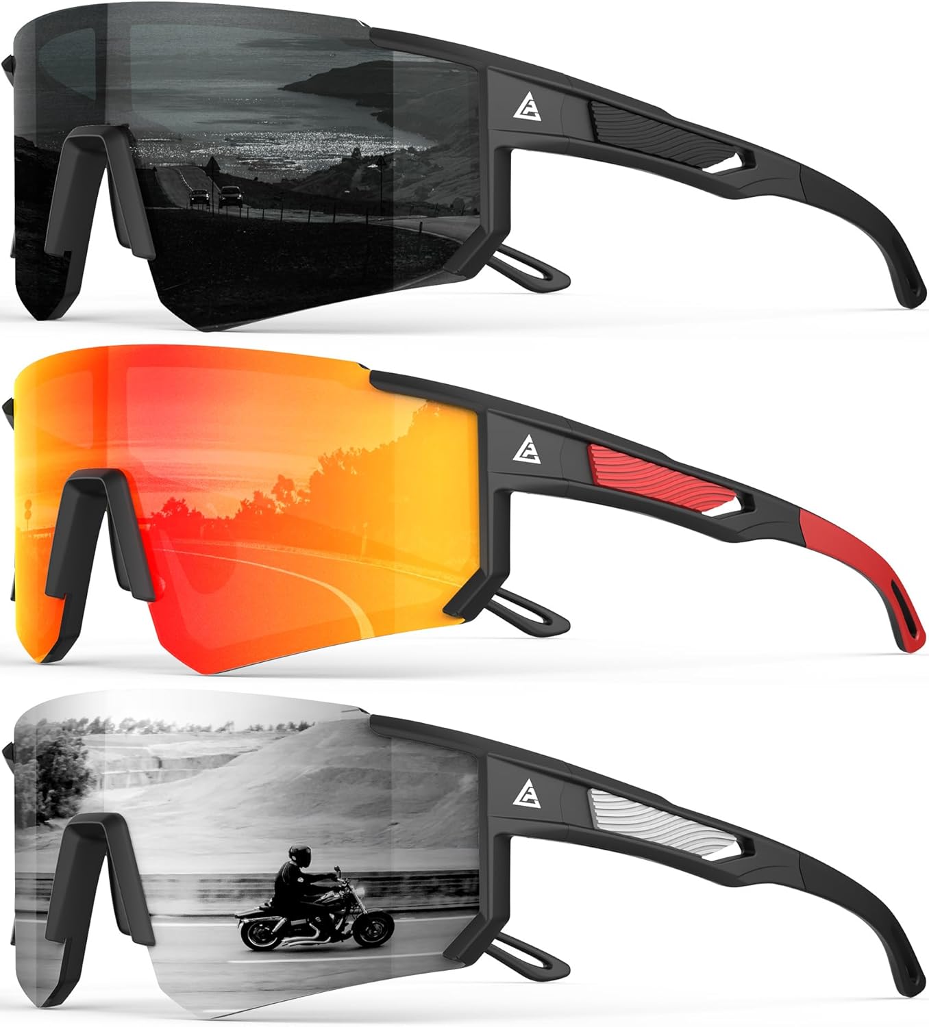 Polarized Sports Sunglasses for Men Women, UV400 Protection Mens Sunglasses Wrap Around Sun Glasses for Cycling Running
