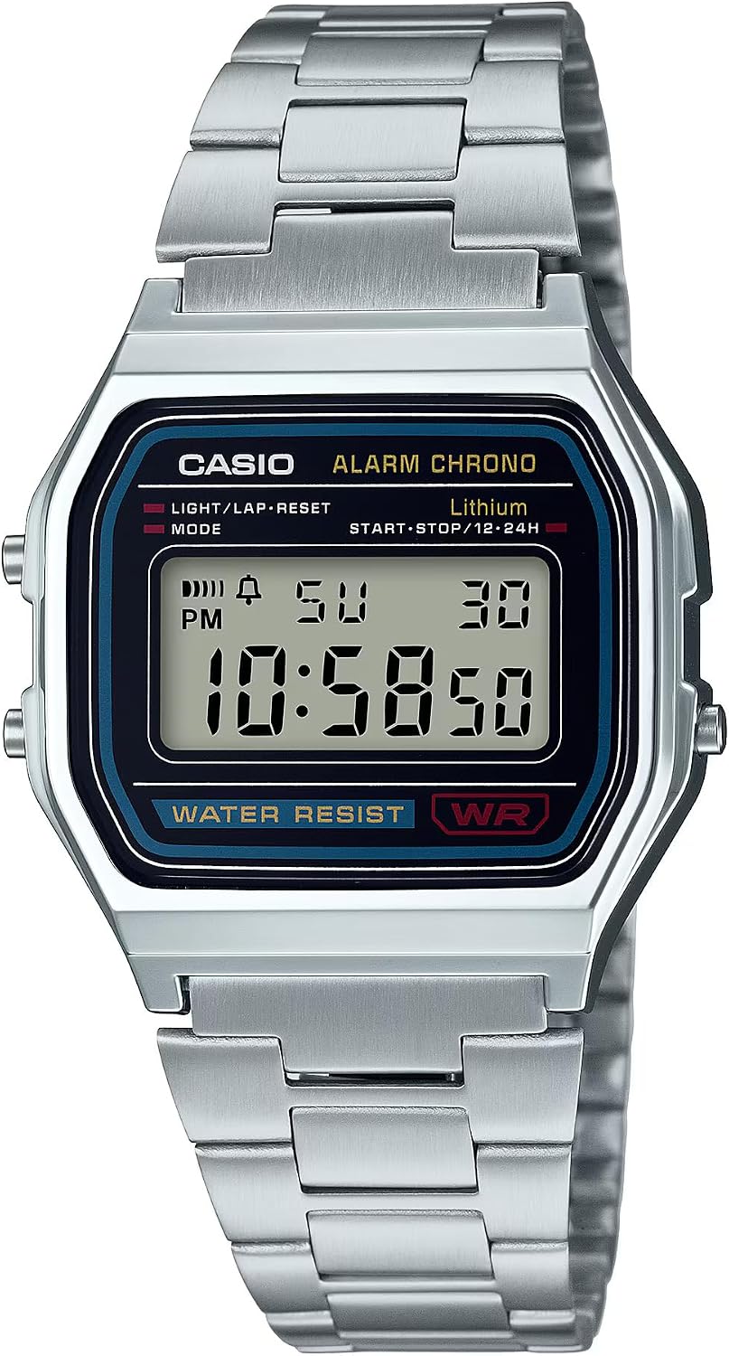 Casio A158WA Series | Unisex Digital Watch | Vintage | WR | 100 SEC Stop Watch | Daily Alarm | Regular Time Keeping: Hour, Minute, Second, PM, Date, Day | Led Light | 7 Yr Battery