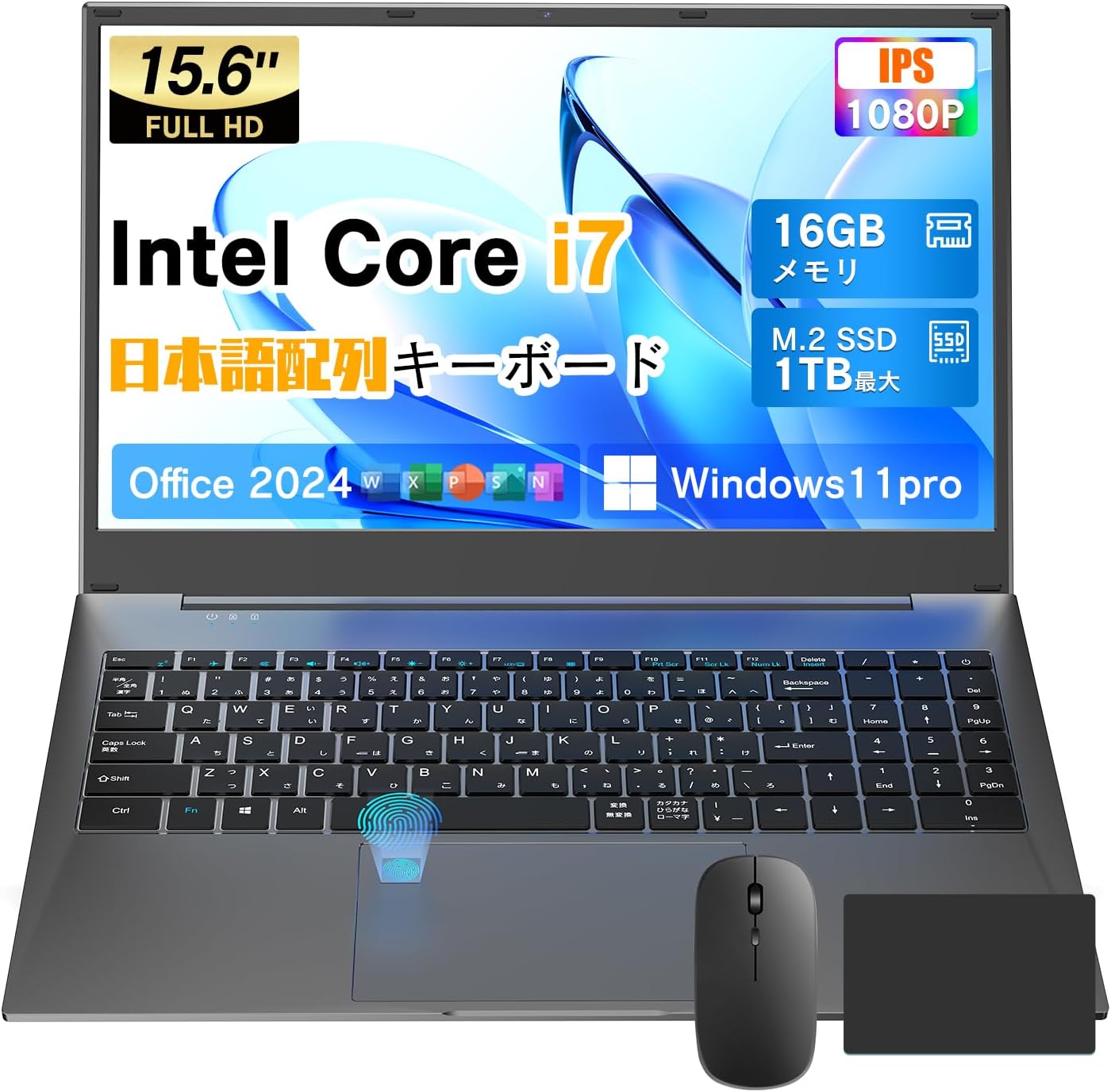 VETESA Laptop Office 2024, 15.6 Type, Intel Core i7, Japanese Keyboard, Numeric Keypad, 16 GB Memory, 256 GB SSD, Win 11 Pro, Supports 1980 x 10180 FHD, Laptop, Thin, Lightweight, Built-in Webcam