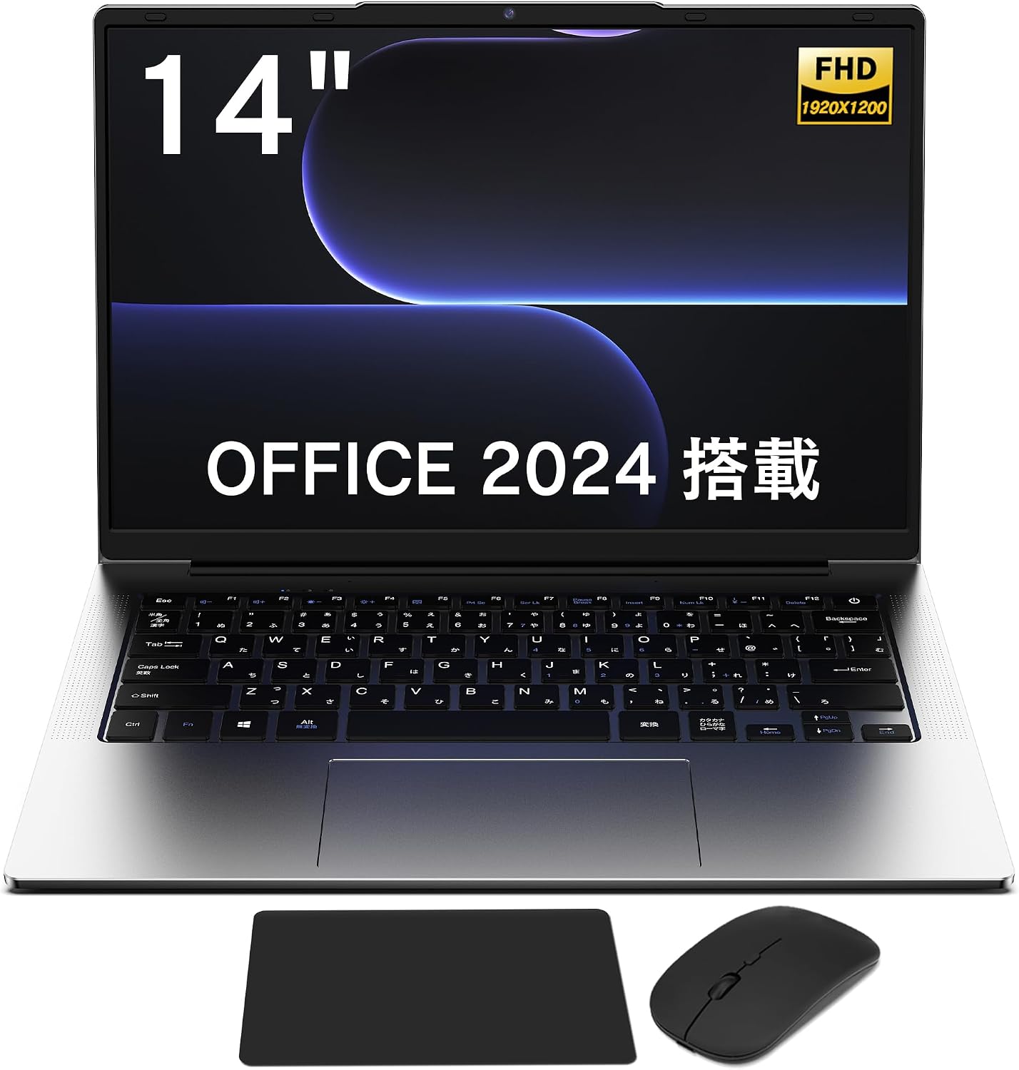 Laptop, Win11 Pro FHD 1920 x 1200, Office 2024, Japanese Keyboard, 14-inch IPS LCD, Thin Laptop, WiFi 5, BT5.0, USB 3.2, Mouse, Mouse Pad Included, 8 GB 512 GB SSD