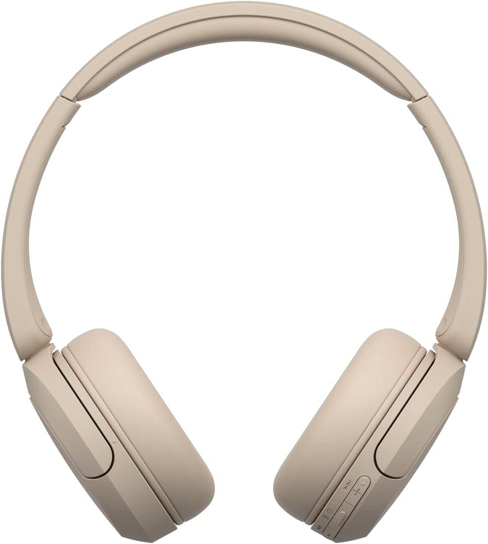 Sony WH-CH520 Wireless Headphones WH-CH520: Bluetooth Compatible, Lightweight Design, Approx. 4.9 oz (147 g), Compatible with Dedicated App, Compatible with Equalizer, WH-CH520C, Small, Beige