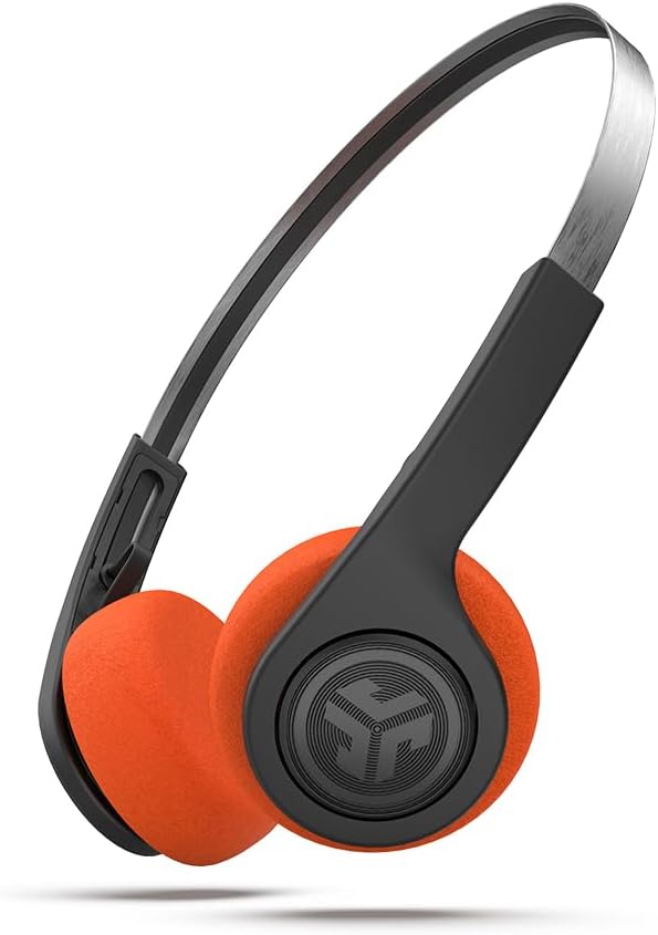 JLab JLab Rewind 2 Headphones Bluetooth Wireless Retro Type C Black Orange Maximum 20 Hours Long Playtime Lightweight Fashion Stylish Design Headset with Microphone 80s 90s JLabJapan Official 2-Year